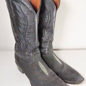 Nocona Classic Black Sting Ray Cowboy Boots Womens Size 12.5 AA Narrow IMPERFECT
